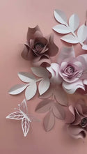 Blush Pink and Rose Paper Flower Wall Decor Set (15 pieces)